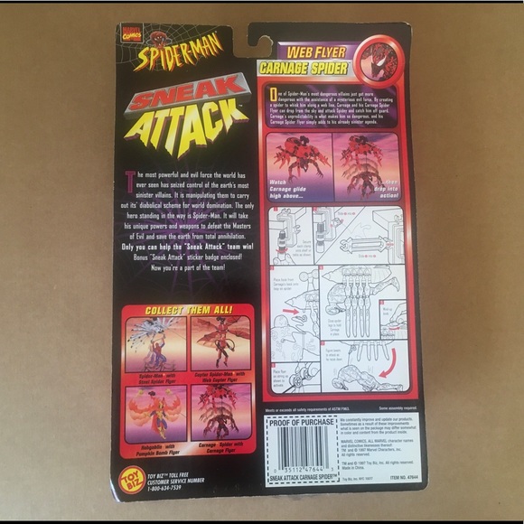 NEW Toybiz Web Flyers Sneak Attack Carnage Spider - Picture 2 of 6
